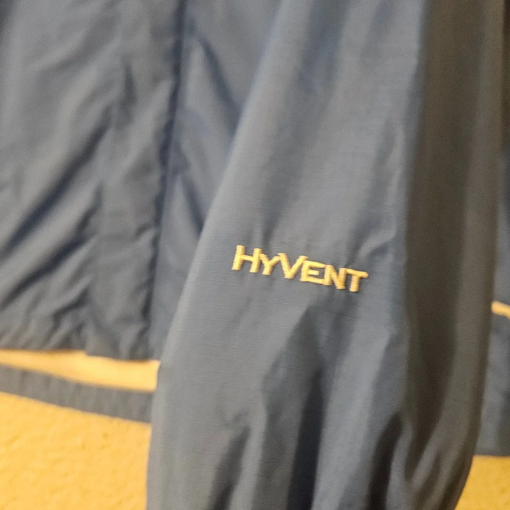 The North Face HyVent Rain Jacket Mens Size XL Blue Ripstop Hooded Shell Mesh